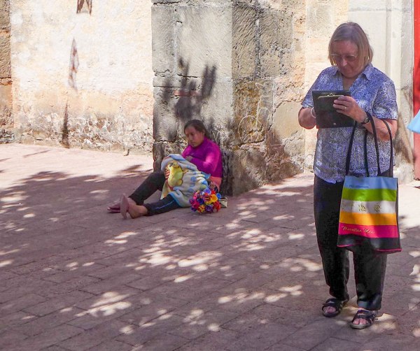 Mom, digging for change for the lady and her baby. My mother has a disease called